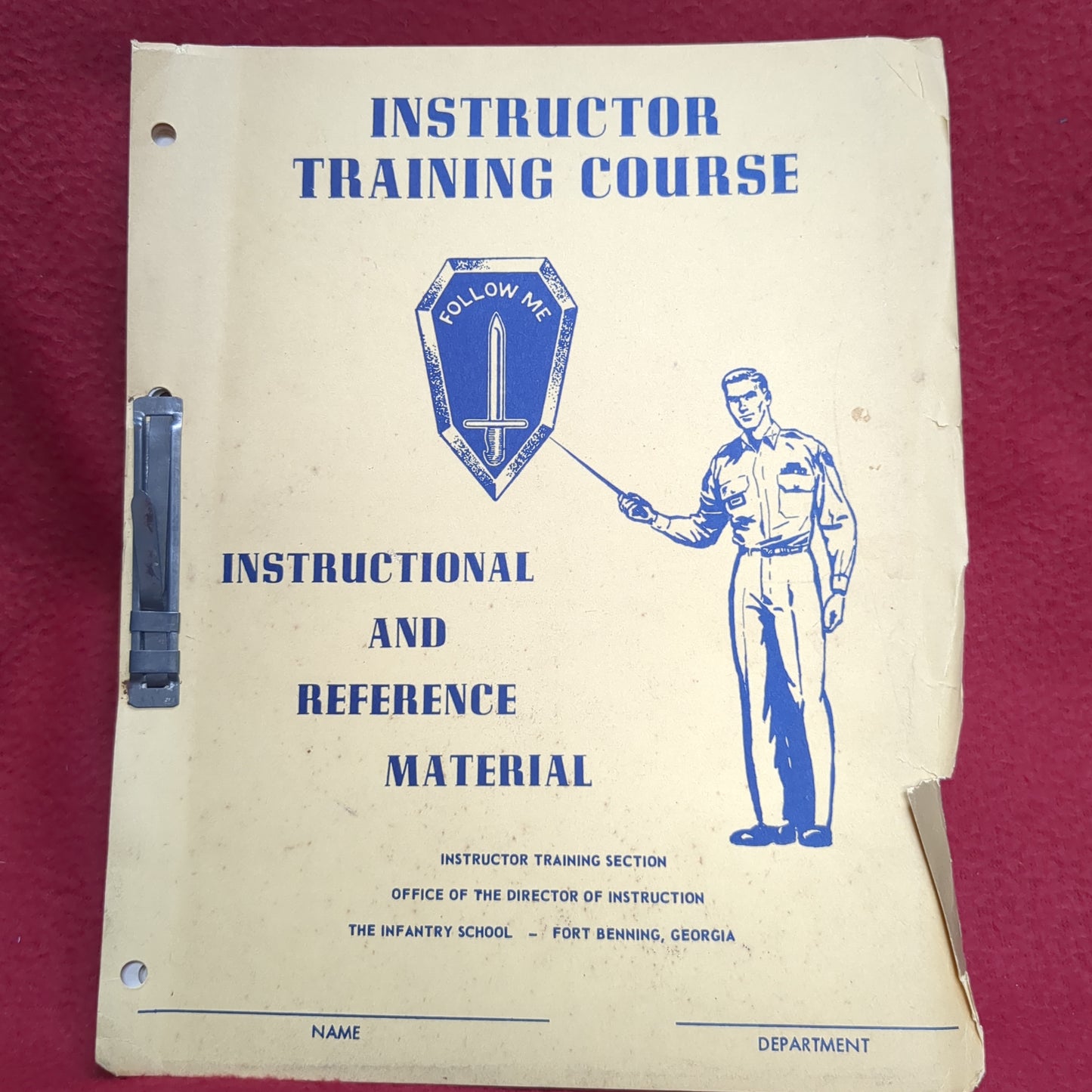 BOOK INSTRUCTOR TRAINING COUSE: INSTRUCTIONAL AND REFERENCE MATERIAL SEPTEMBER 1959 (BOX24)