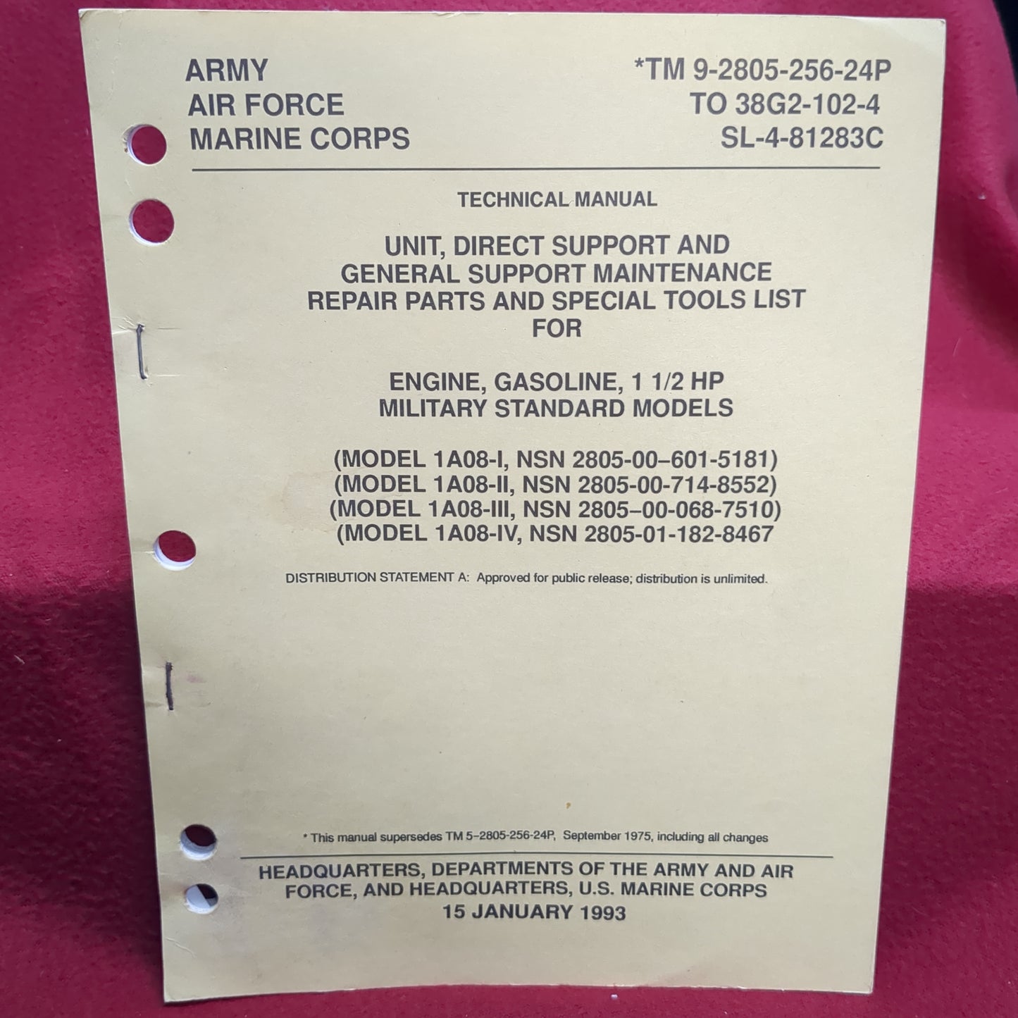 BOOK: SUPPORT & MAINTENANCE REPAIR MILITARY VEHICLES JANUARY 1993 (BOX22)