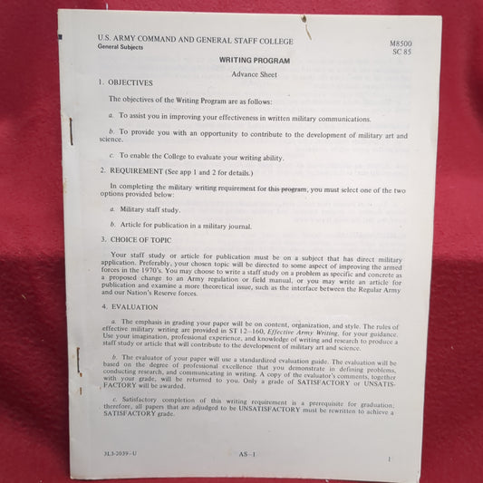 BOOK U.S. ARMY COMMAND AND GERAL STAFF COLLEGE WRITING PROGRAM 13 APRIL 1973(BOX22)