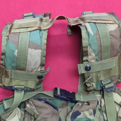 US Army Military Woodland Camouflage Enhanced Tactical Fighting Load Carrier  FLC W/ Pouches 0321 Excellent Condition (eb07-NOV286)