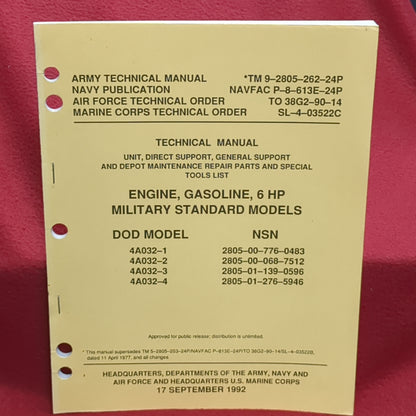 BOOK -TECHNICAL MANUAL: UNIT, DIRECT SUPPORT, GENERAL SUPPORT AND DEPOT MAINTENANCE REPAIR PARTS AND SPECIAL TOOLS LIST (SPECIFIC EQUIPMENT LISTED BELOW) 17 SEPTEMBER 1992(BOX27)