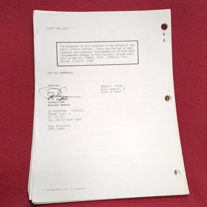 BOOK -   TRADOC PAMPHLET 360-1: PUBLIC AFFAIRS OFFICER'S HANDBOOK 12 NOVEMBER 1976 (BOX 28)