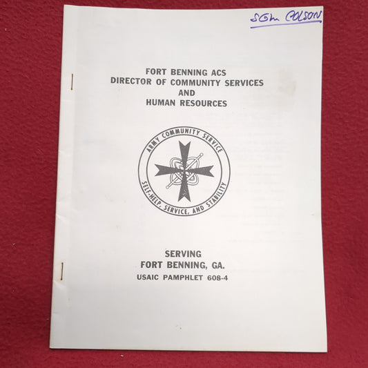 BOOK -  FORT BENNING ACS: DIRECTOR OF COMMUNITY SERVICES AND HUMAN RESOURCES 25 MAY 1978   (BOX 28)