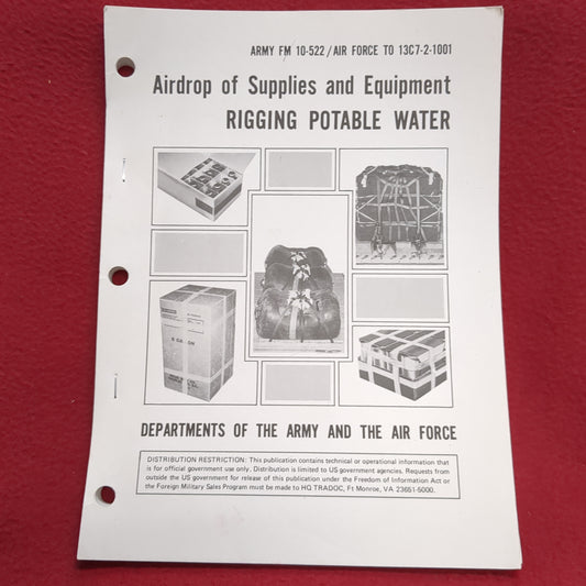 BOOK -   DEPARTMENTS OF THE ARMY AND THE AIR FORCE: AIRDROP OF SUPPLIES AND EQUPMENT: RIGGING POTABLE WATER: 3 JUNE 1985(BOX 28)