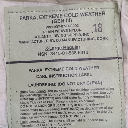 NWT US Army X-Large Regular Gen III Level 7 Marshmellow Jacket 6289 (fc01-DEC41)