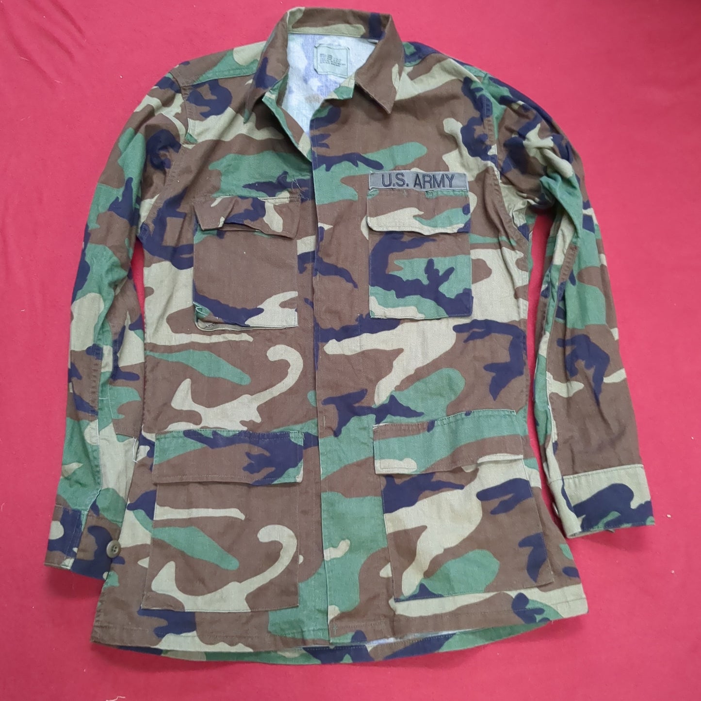 US Army Small Long BDU Woodland Cold Weather Top Jacket Good Condition (15o- db8-DEC60