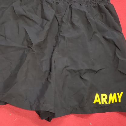 '- Lot of 3 - US Army Medium PT Shorts Black Gold Physical Fitness (fb14-DEC74)