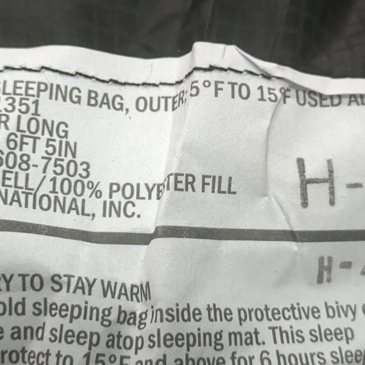 NOS '20 USMC Military Black Extreme Cold Weather Outer Sleeping Bag 7503 *sb1-DEC90*