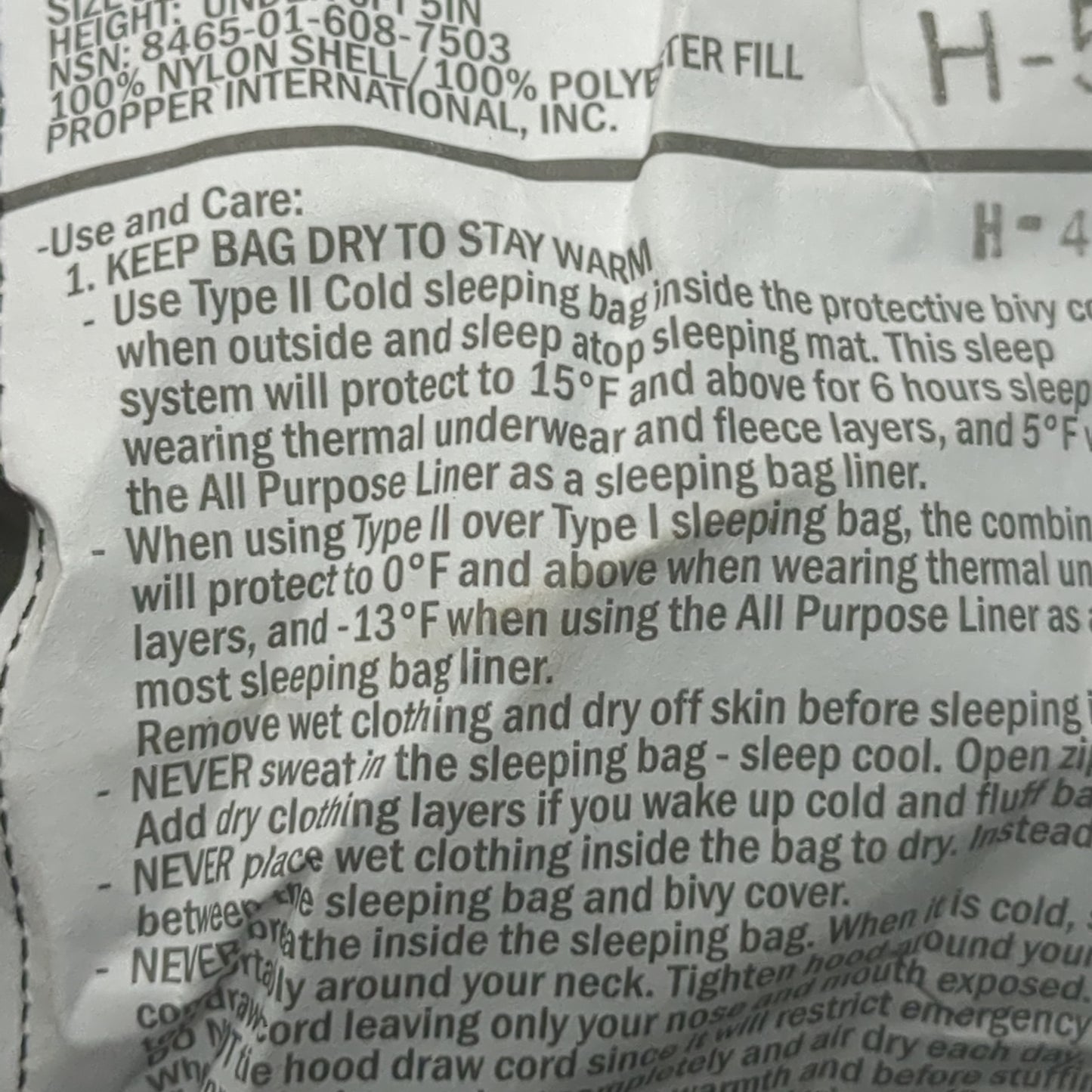 NOS '20 USMC Military Black Extreme Cold Weather Outer Sleeping Bag 7503 *sb1-DEC90*