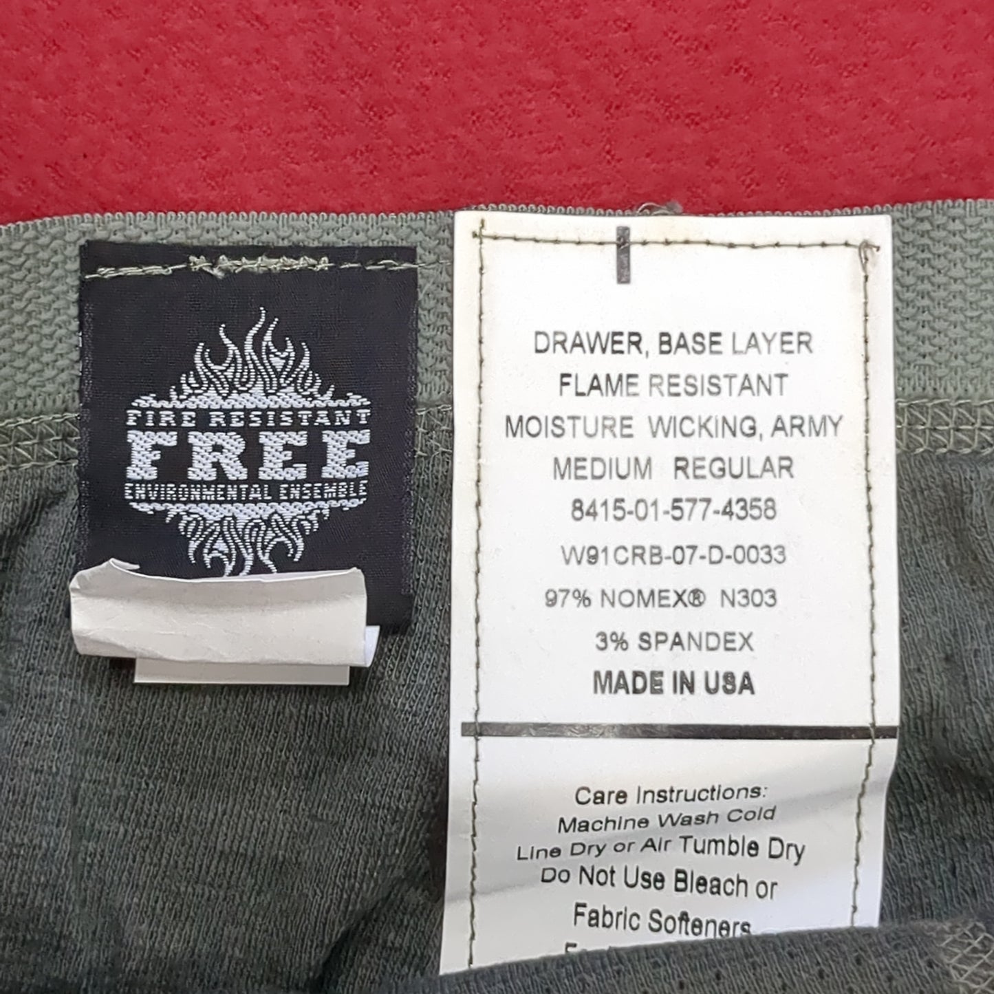FREE SYSTEM Medium Regular Midweight Fire Flame Resistant FRAC Drawer Base Layer Excellent Condition (a16- da10-DEC108)