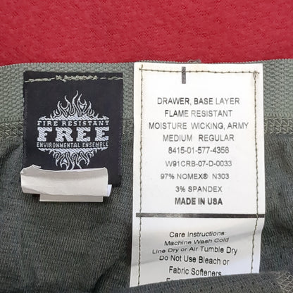 FREE SYSTEM Medium Regular Midweight Fire Flame Resistant FRAC Drawer Base Layer Excellent Condition (a16- da10-DEC108)
