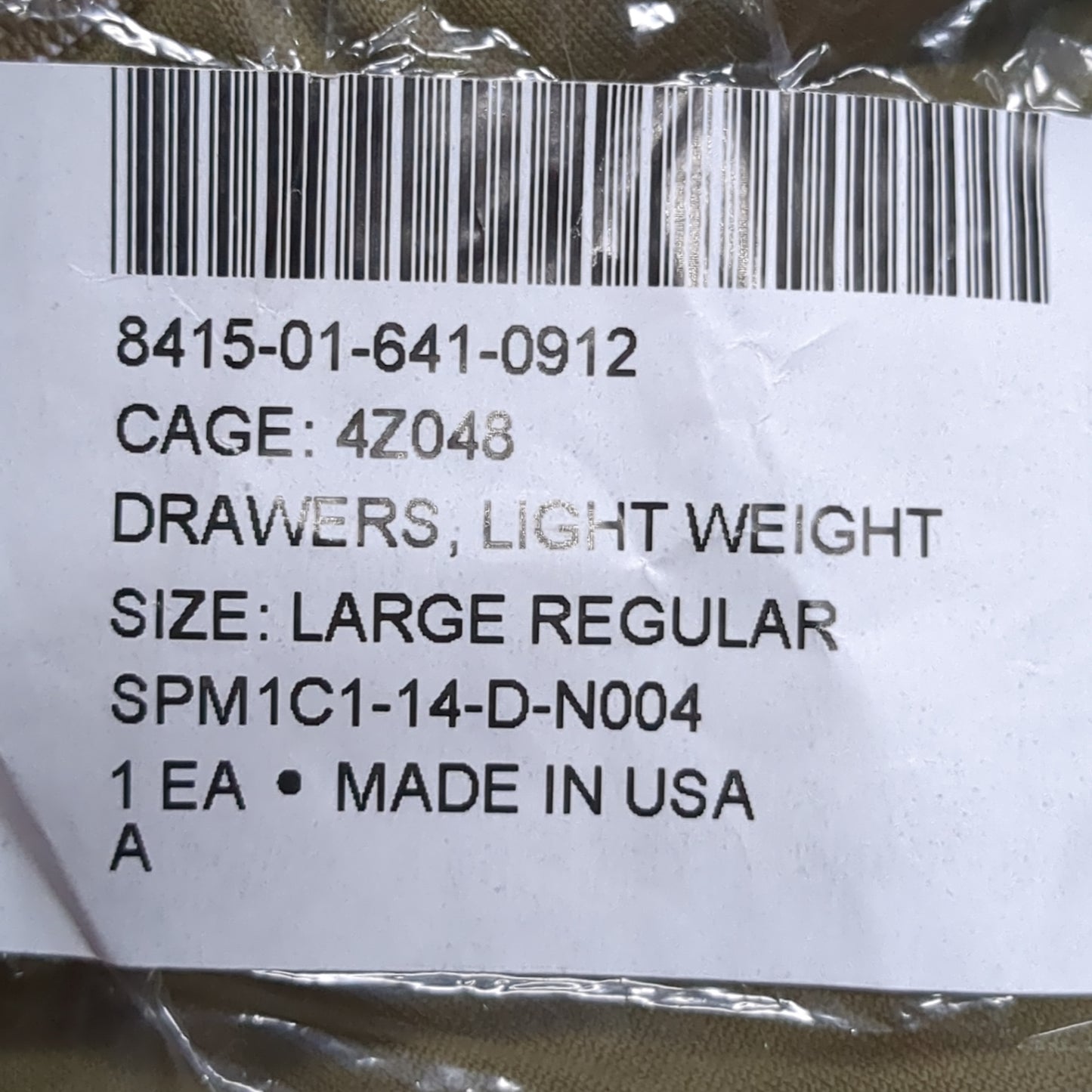NOS US Army Coyote Large Regular Silks Gen III Level 1 Cold Weather Pants Bottom ( fa07-DEC110)