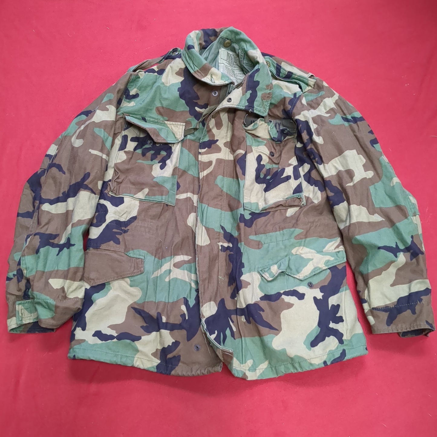 US army small long BDU Woodland Man's Cold Weather Field Jacket used (fa12-enu09)