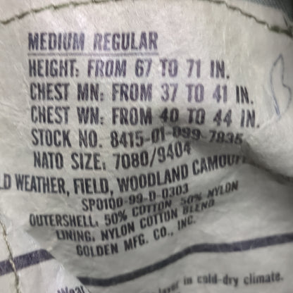 US Army Medium/Regular BDU Woodland Man's Cold Weather Field Jacket Excellent Condition (BDU2-FA13-DEC135)