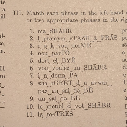 BOOK:  WAR DEPARTMENT EDUCATIOIN MANUAL SPOKEN FRENCH BASIC COURSE UNITS 1-12 A SELF-TEACHING COURSE 1944(box11)