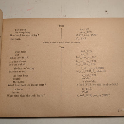 BOOK:  WAR DEPARTMENT EDUCATIOIN MANUAL SPOKEN FRENCH BASIC COURSE UNITS 1-12 A SELF-TEACHING COURSE 1944(box11)