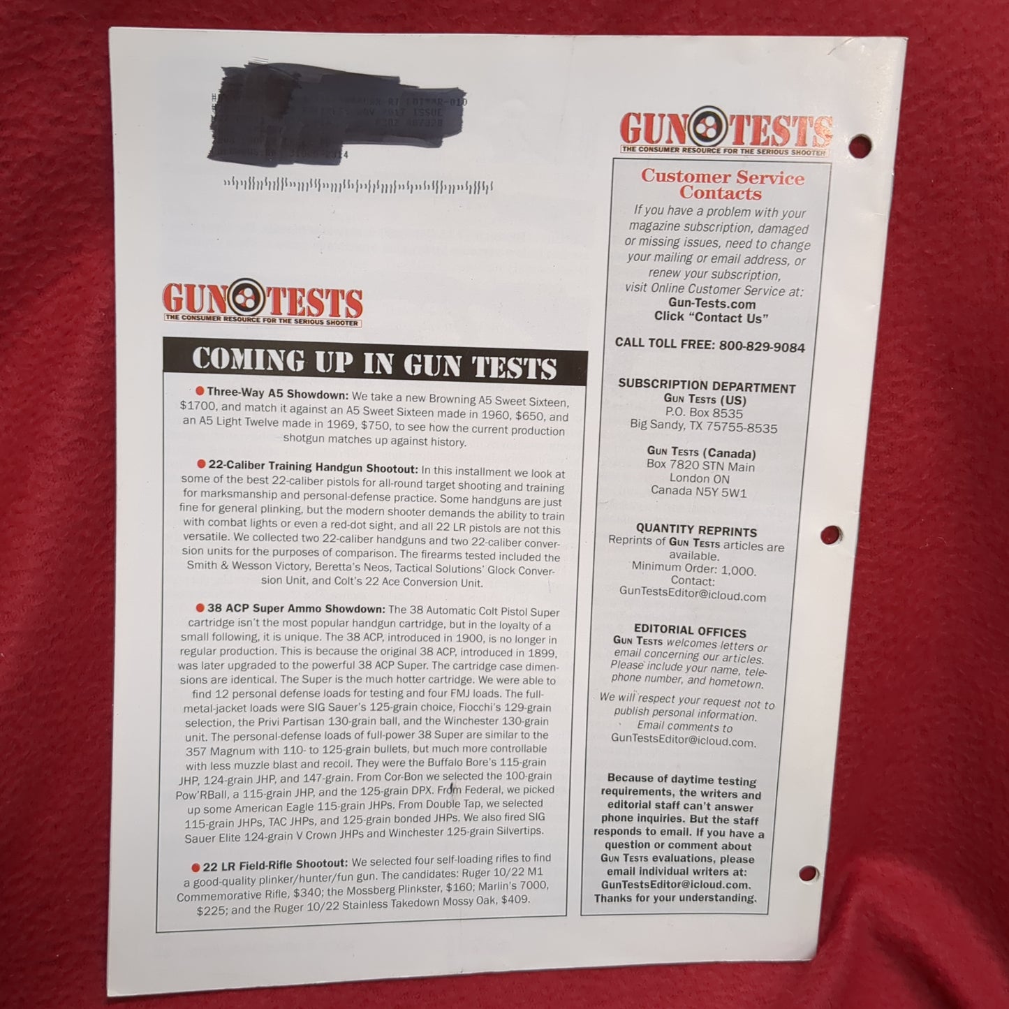 BOOK  APRIL 2017/VOL. 29, NO. 4 GUN TESTS/ CONSUMER RESOURCE FOR  SERIOUS SHOOTER  (BOX42)
