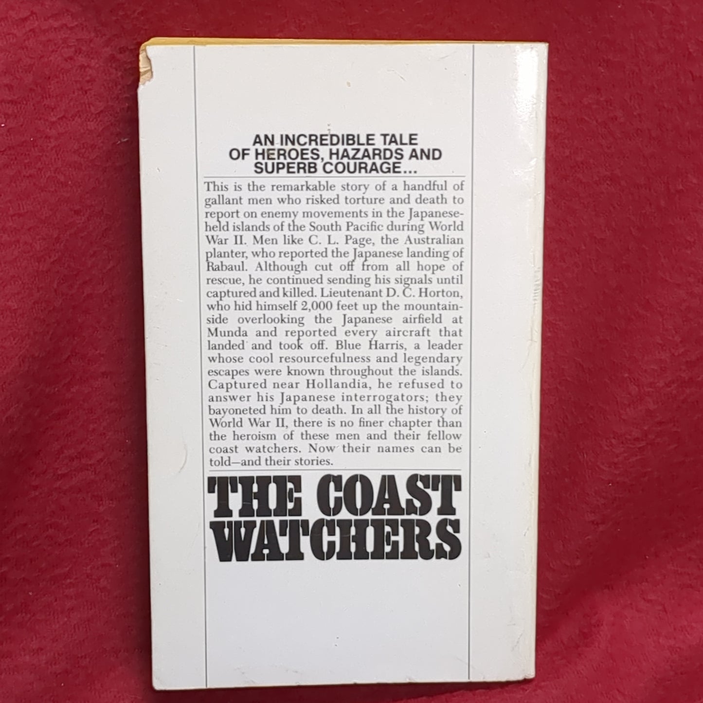 BOOK  THE COASTWATCHERS: COMMANDER ERIC A. FELDT O.B.E., ROYAL AUSTRALIAN NAVY (BOX42)