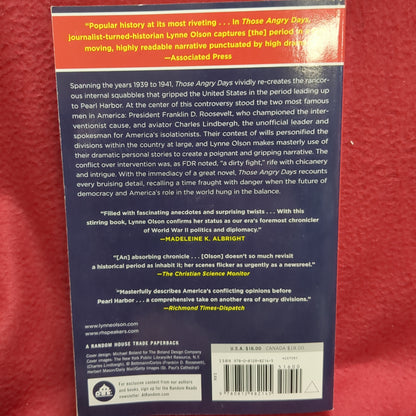 BOOK    THOSE ANGRY DAYS: ROOSEVELT, LINDBERGH, AMERICA'S FIGHT OVER WW2, 1939-1941(BOX42)