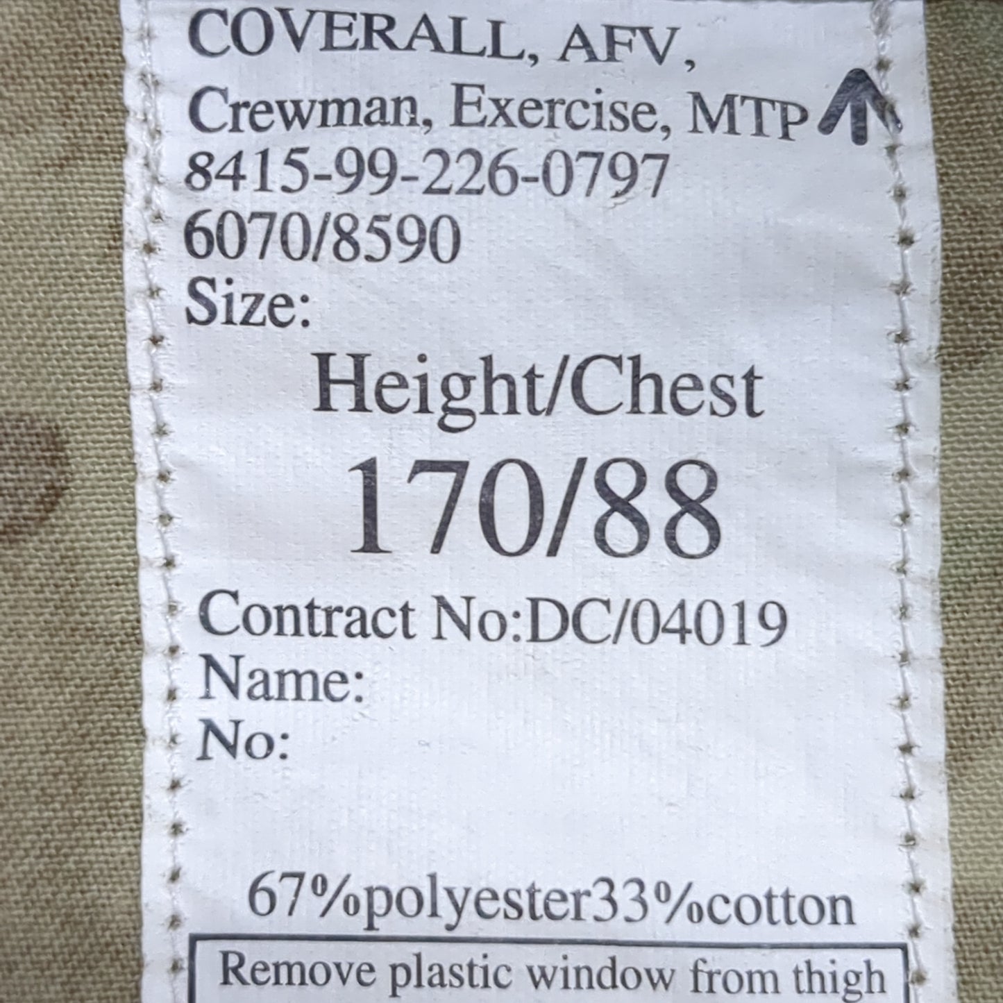 British Army MTP AFV Coveralls Crewman Exercise Training Boilersuit Excellent Condition (ea05-JAN95)