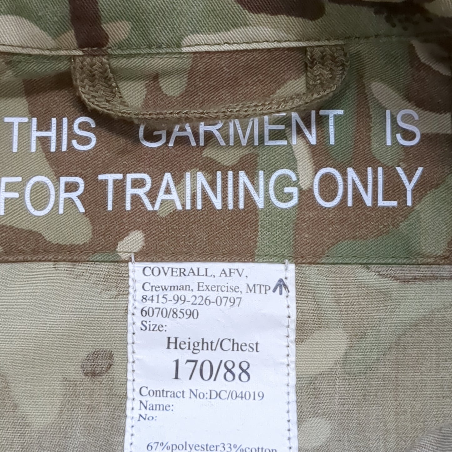 British Army MTP AFV Coveralls Crewman Exercise Training Boilersuit Excellent Condition (ea05-JAN95)