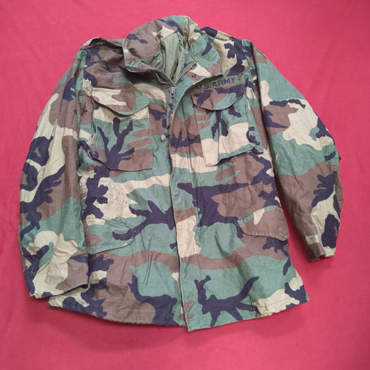 VINTAGE Small Regular BDU Woodland Cold Weather Field Jacket Used  (bdu2-FA13-JAN103)