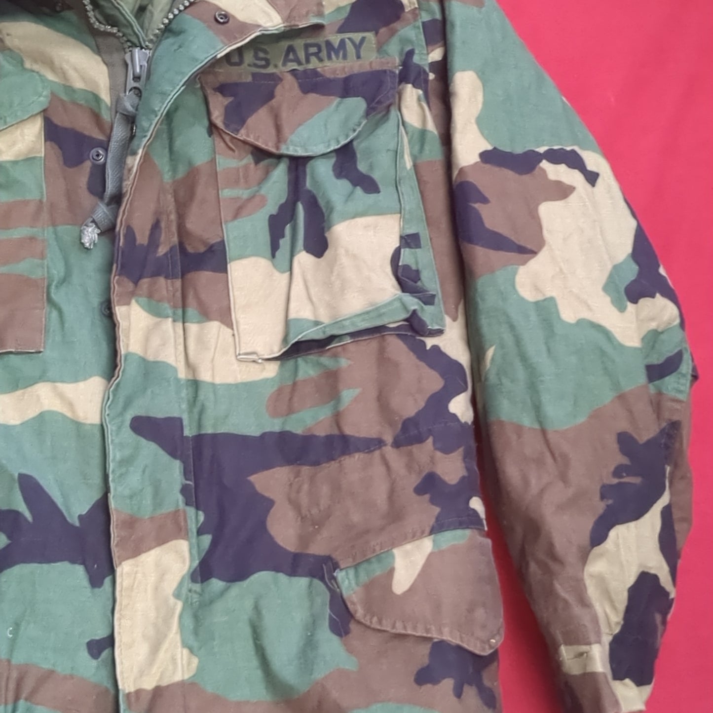 VINTAGE Small Regular BDU Woodland Cold Weather Field Jacket Used  (bdu2-FA13-JAN103)