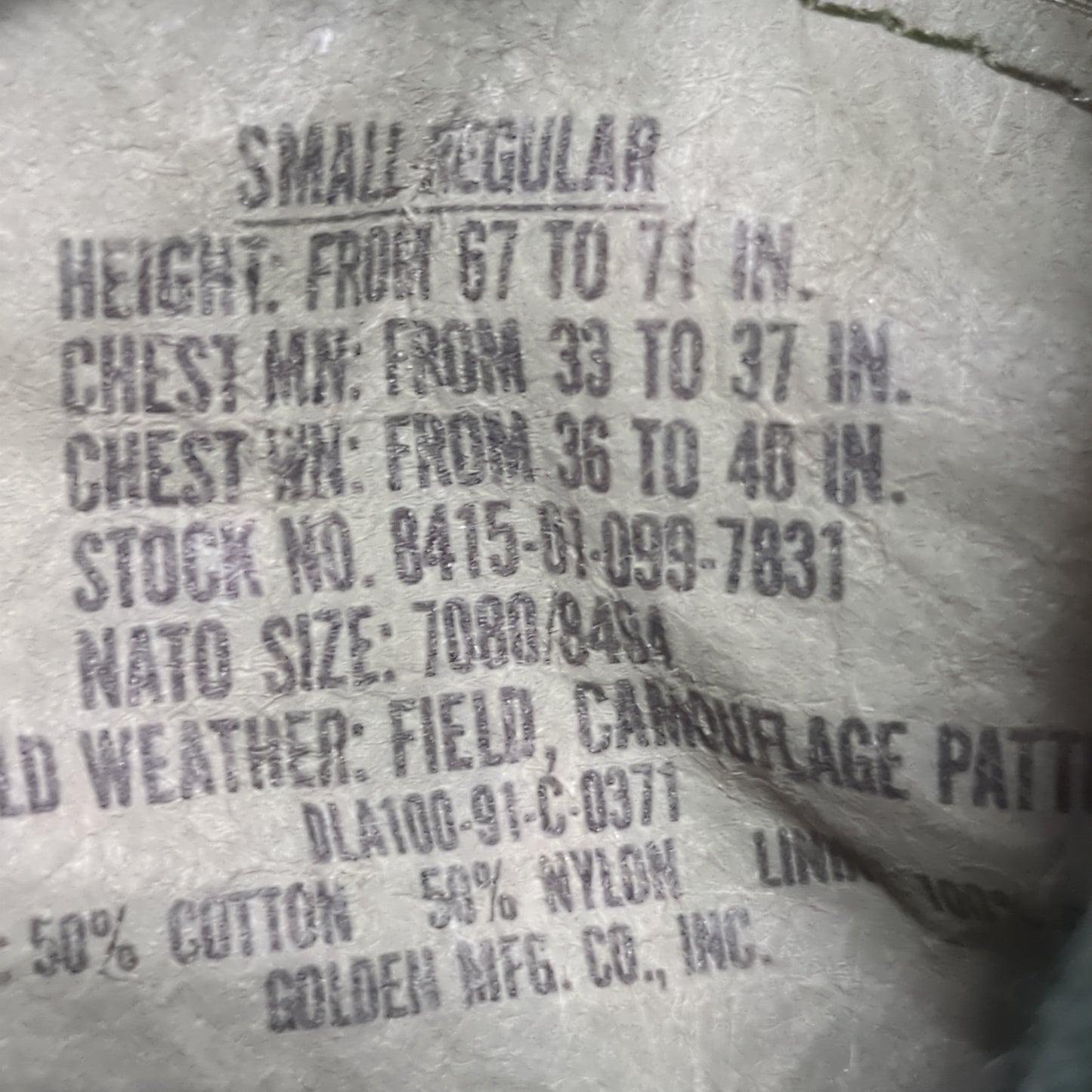 VINTAGE Small Regular BDU Woodland Cold Weather Field Jacket Used  (bdu2-FA13-JAN103)