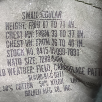 VINTAGE Small Regular BDU Woodland Cold Weather Field Jacket Used  (bdu2-FA13-JAN103)