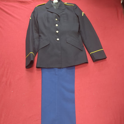 US Army ASU Men's 10 Medium REGULAR  Enlisted TOP/Bottoms Set Dress Blue Good Condition (BA08-JAN138)