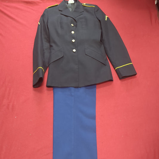 US Army ASU Men's 10 Medium REGULAR  Enlisted TOP/Bottoms Set Dress Blue Good Condition (BA08-JAN138)