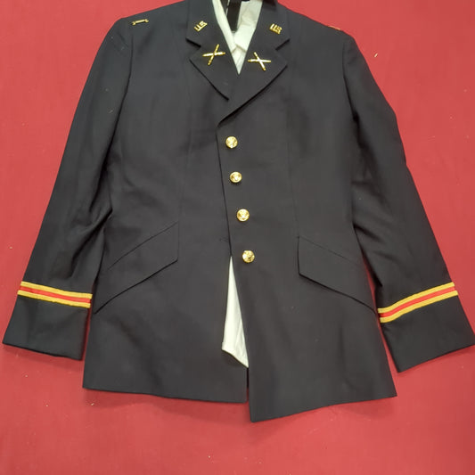 US Army ASU Men's 39 Medium REGULAR W/ 14S White Long sleeve  Enlisted TOP Dress Blue Good Condition (BA08-JAN149)