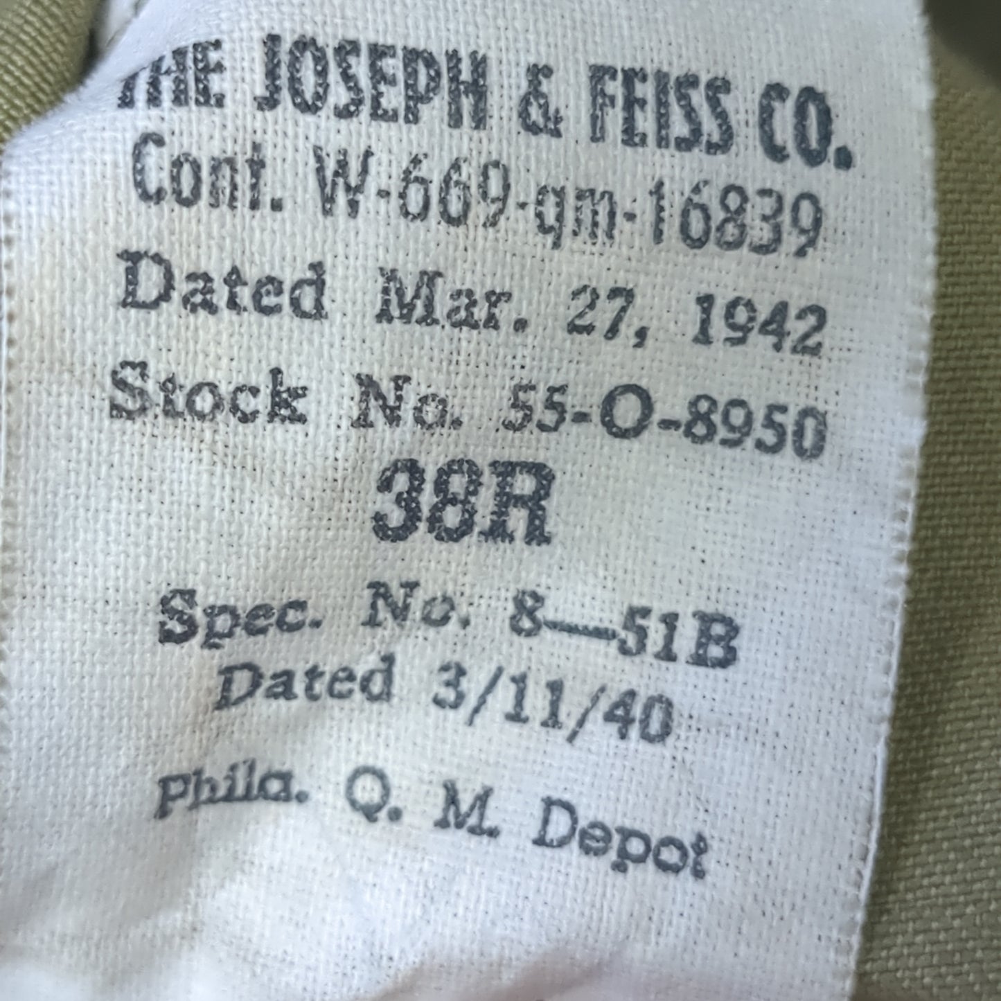 1942 38R Wool Overcoat Trench Coat (41cr-JAN162)