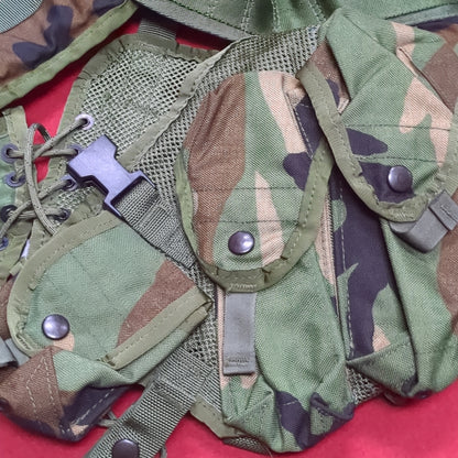 US Army Military Woodland Camouflage Enhanced Tactical Fighting Load Carrier  FLC W/ Pouches Good Condition (eb10-FEB11)
