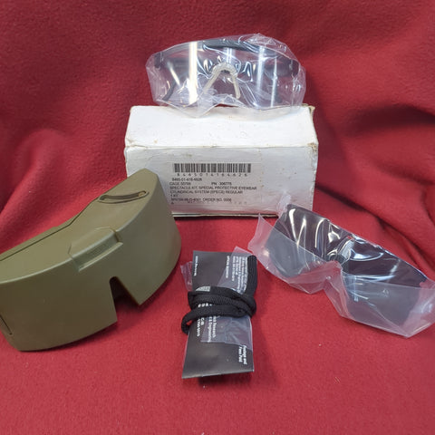 NOS US Military SPECS Ballistic Protective Eyewear Glasses Kit w/ MSA Hard Case (FEB189)
