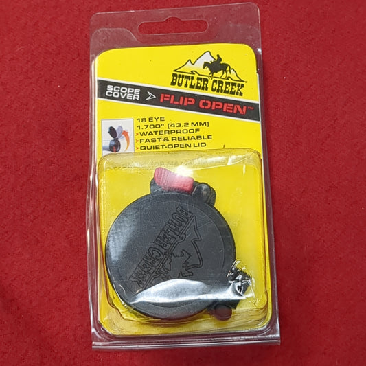 NOS Butler Creek Flip-Open Scope Cover;  18 EYE;  1.700"-43.2mm;    (FB18-MAR02)