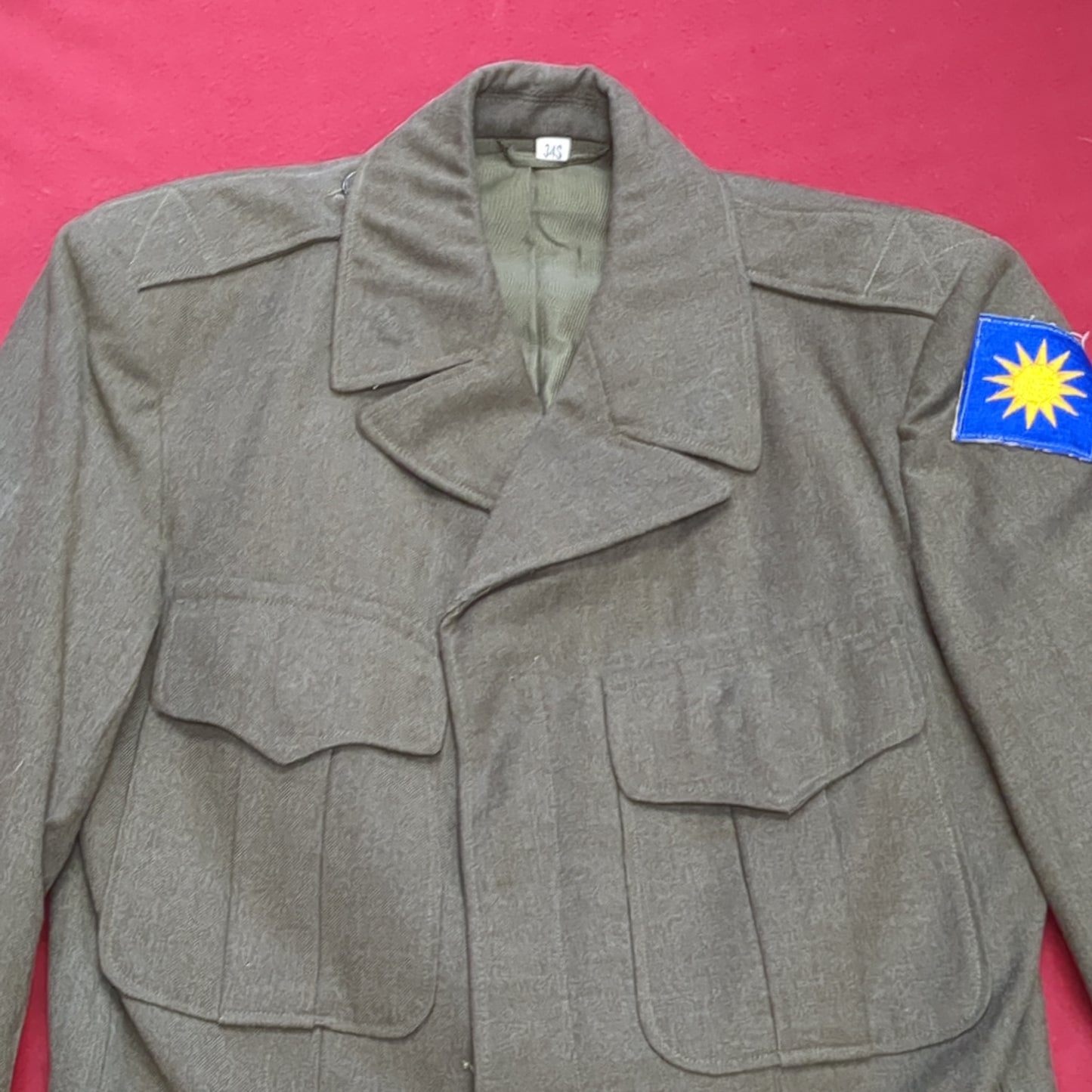 Vintage wwII 1946 34S jacket, field, wool od used (fa12-enu12)
