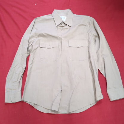 US military 16.5-34 / 35 r-c khaki man's long sleeve shirt vintage good condition  (fa12-enu14)