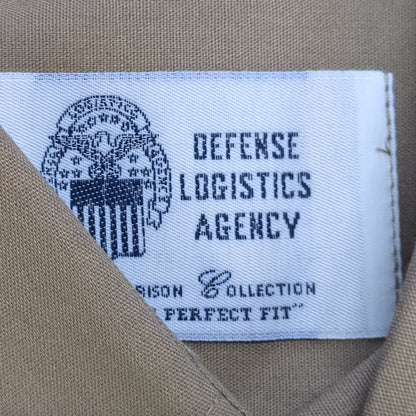 US military 16.5-34 / 35 r-c khaki man's long sleeve shirt vintage good condition  (fa12-enu14)