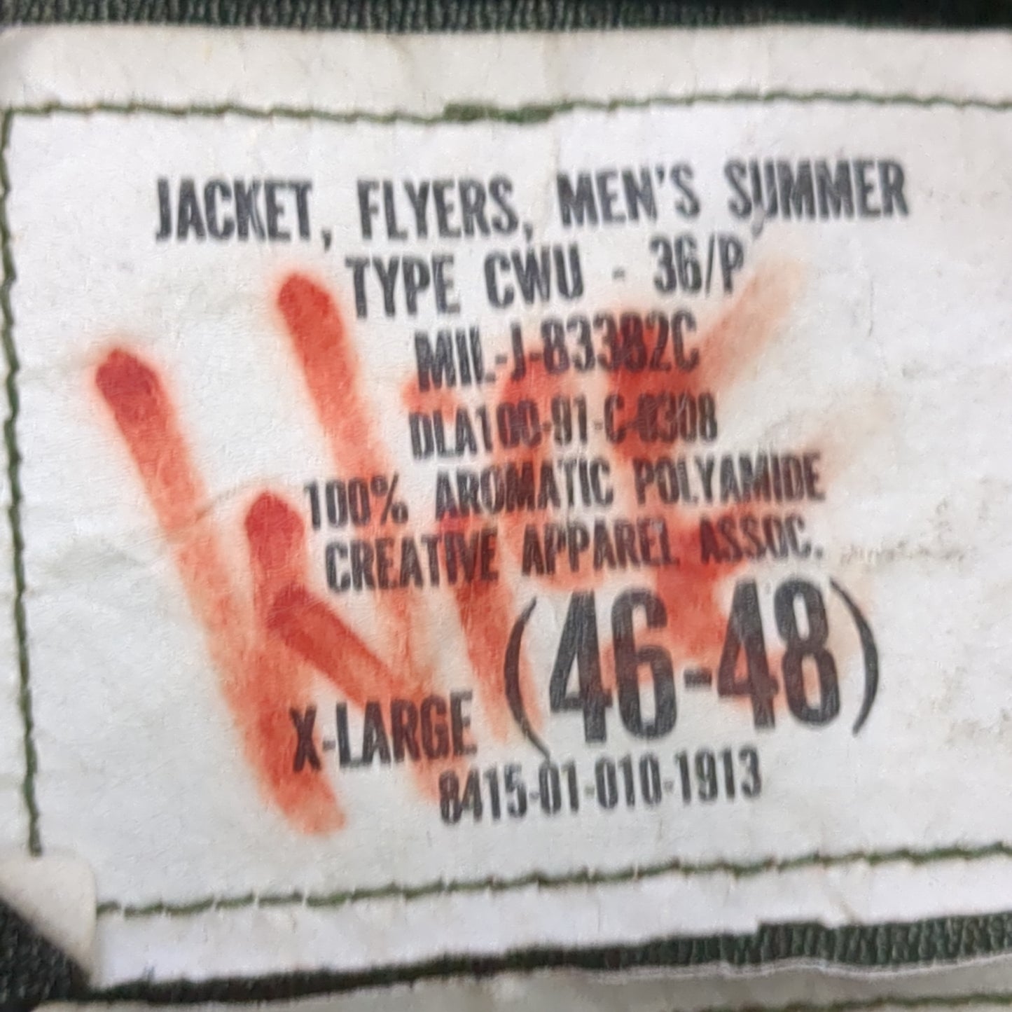Vintage us air force flyer's men's summer type cwu-36/p bomber jacket large used (aa10-enu59)