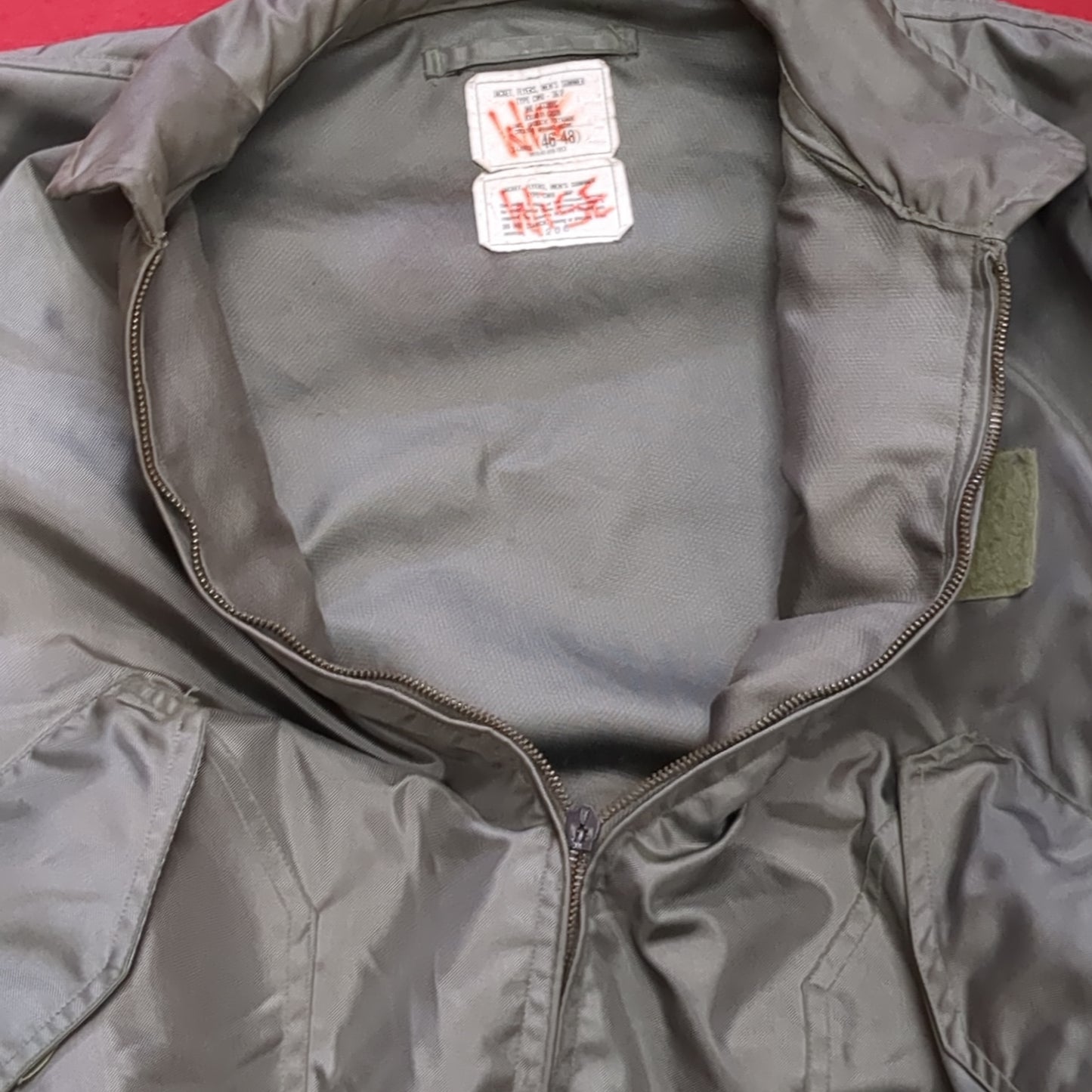 Vintage us air force flyer's men's summer type cwu-36/p bomber jacket large used (aa10-enu59)