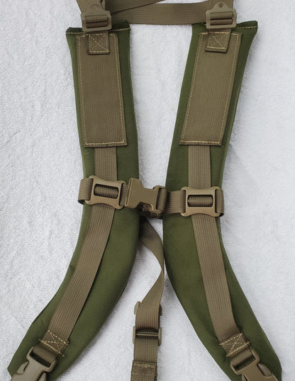 SET of Custom Olive Drab / Tan 499 Webbing Shoulder Straps w/ Sternum Strap for Alice Malice Pack (OD/499 LC-3)