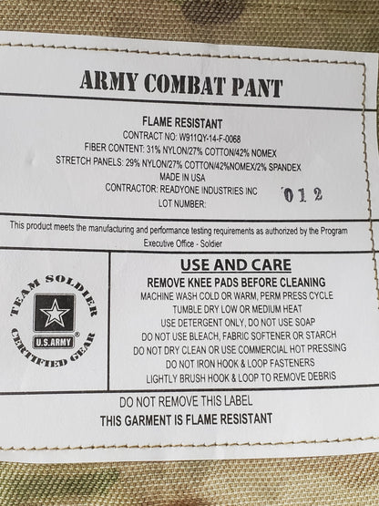 NOS Small Long US Army Deployment Frac Combat Pants w/ Knee Pad Pockets (db07-25jan27)
