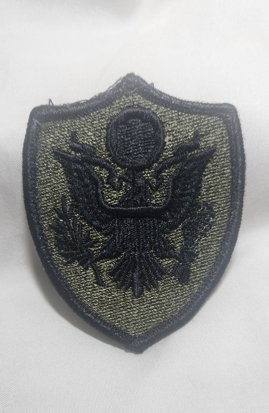 US ARMY Military Personnel & DOD Patch Sew on Patch Subdued OD Black (WSA08-MPDOD)