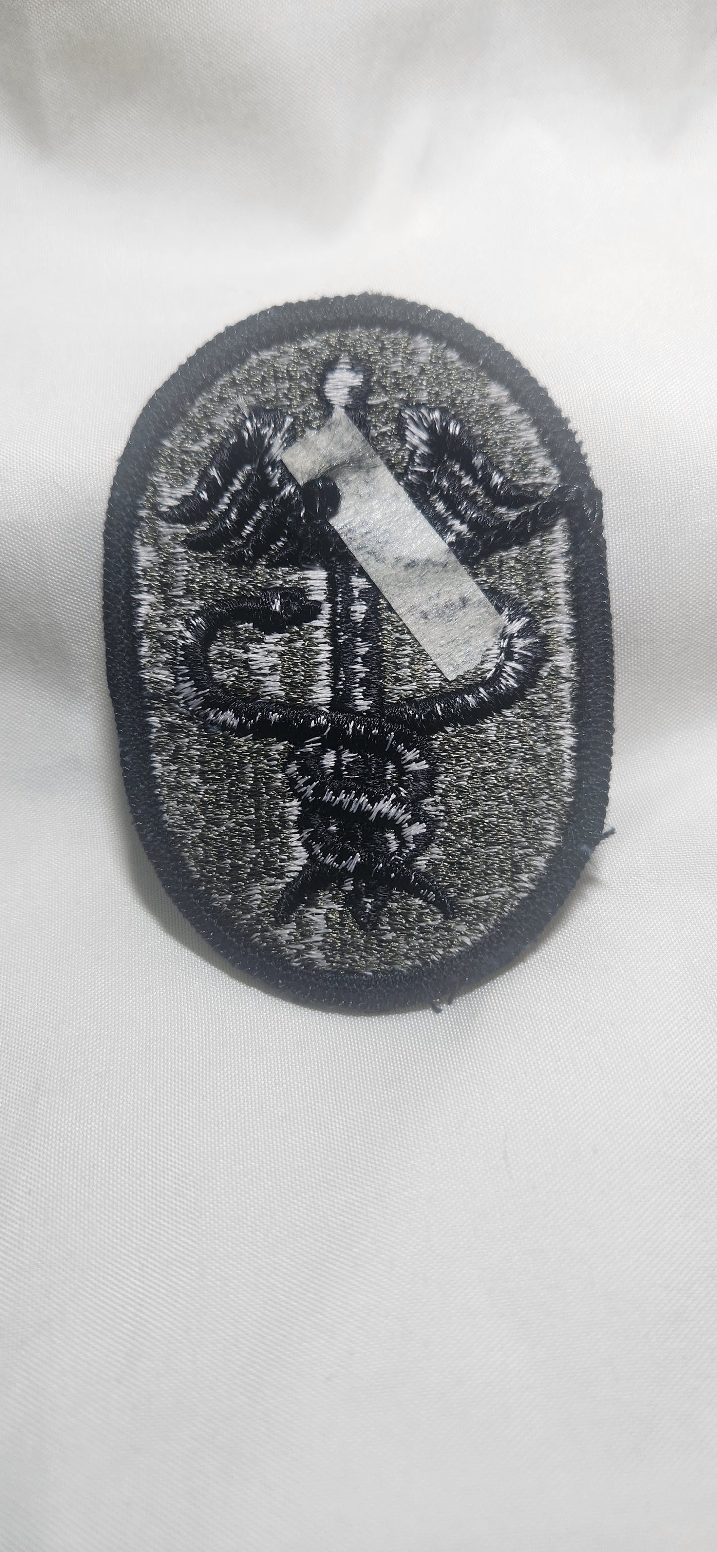 US Army Medical Health Services Command Patch Sew on Patch Subdued OD Black (WSA08-MHS)