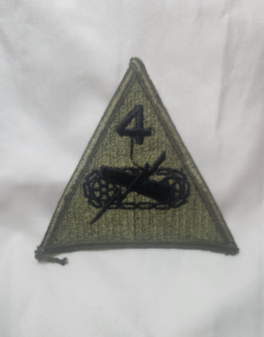 US Army 4th Armored Division Patch Sew on Patch Subdued OD Black (WSA08-4th)