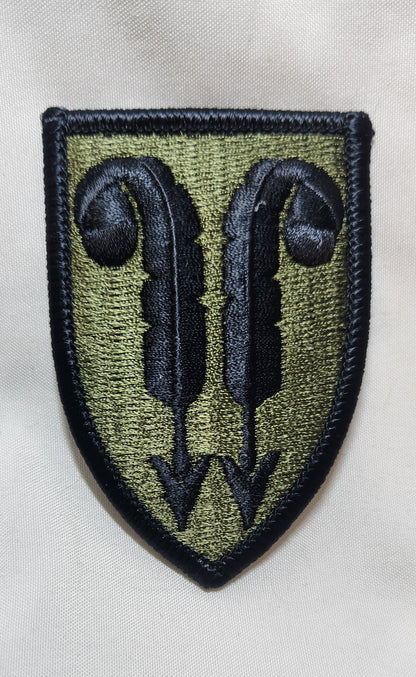 US Army 22ND SUPPORT BDE Patch Sew on Patch Subdued OD Black (WSA08-22ND)
