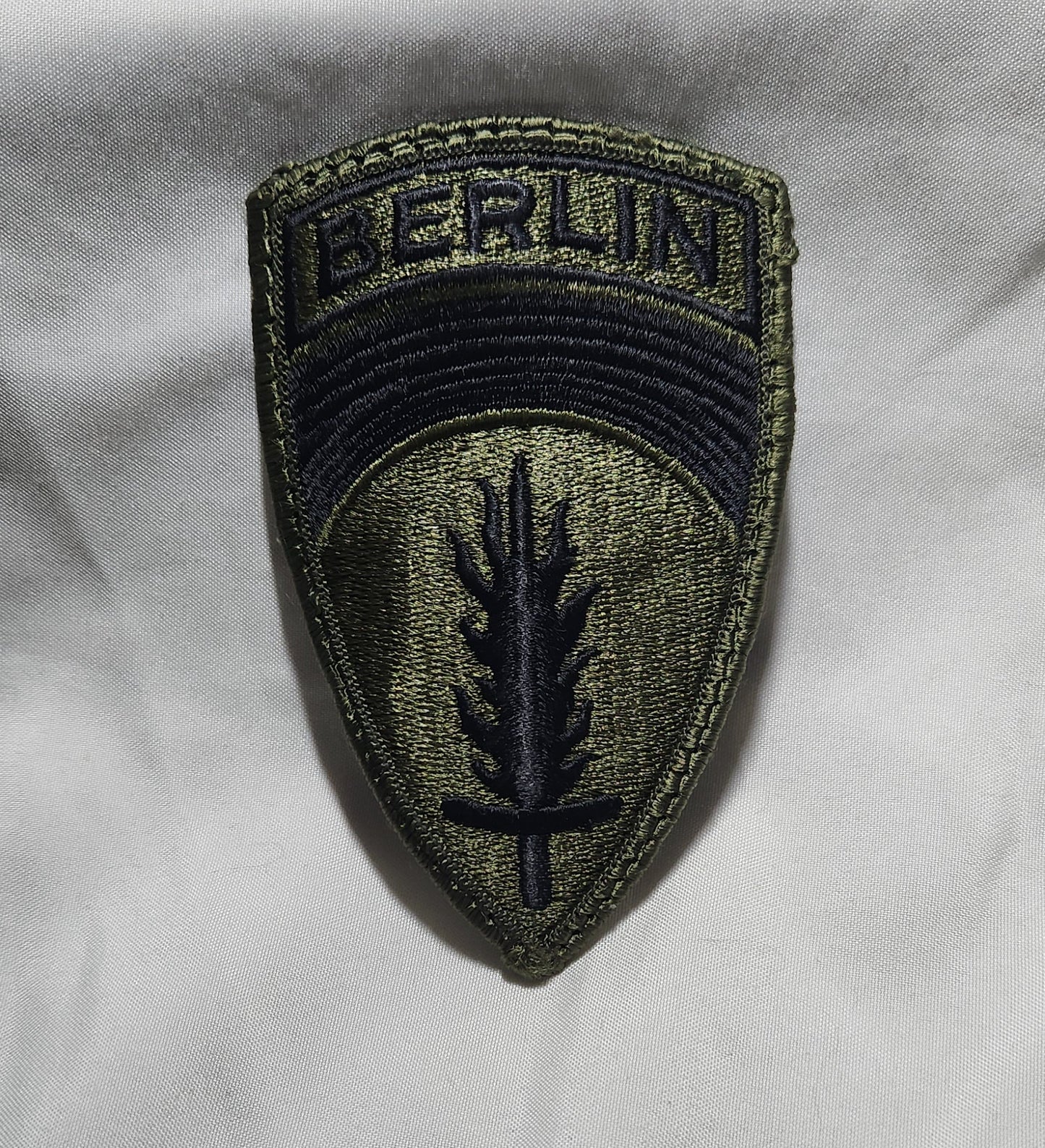 US Army European Command Berlin Command Patch Sew on Patch Subdued OD Black (WSA08-ECB)
