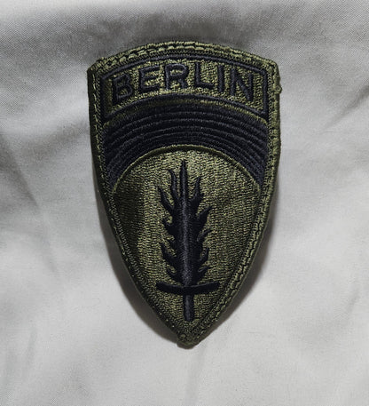 US Army European Command Berlin Command Patch Sew on Patch Subdued OD Black (WSA08-ECB)