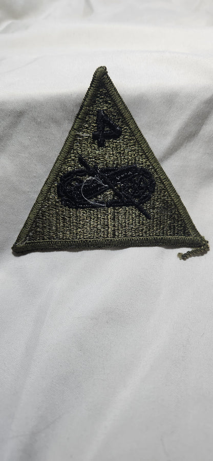 US Army 4th Armored Division Patch Sew on Patch Subdued OD Black (WSA08-4th)